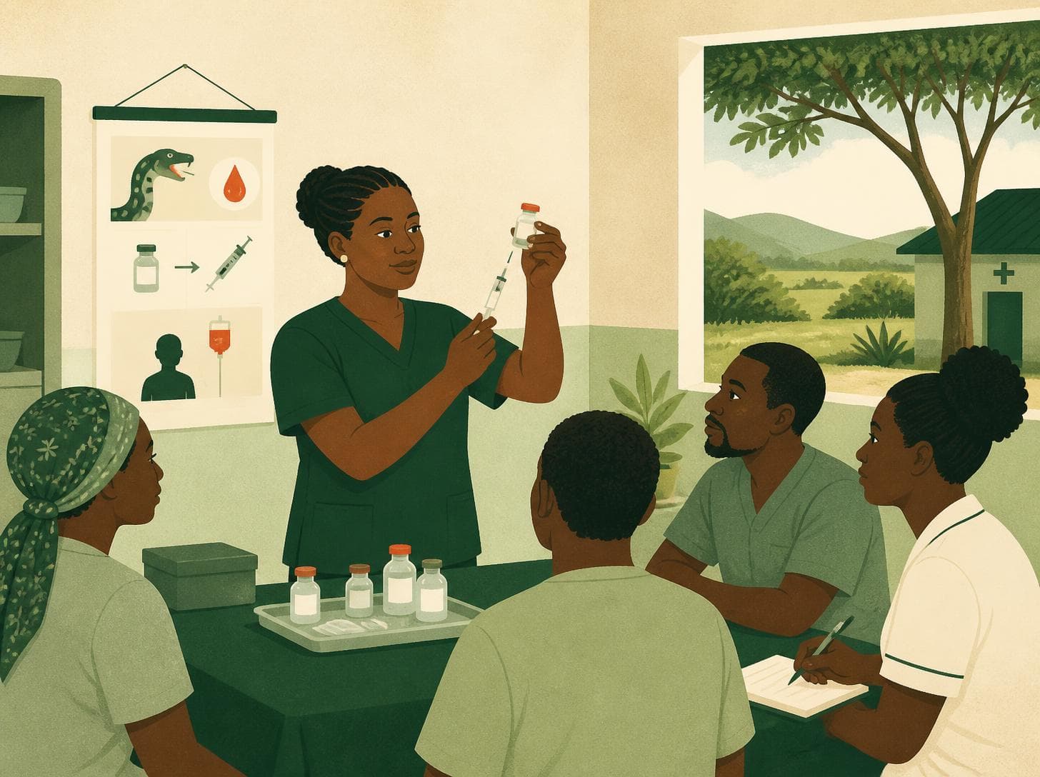 Community health worker training illustration